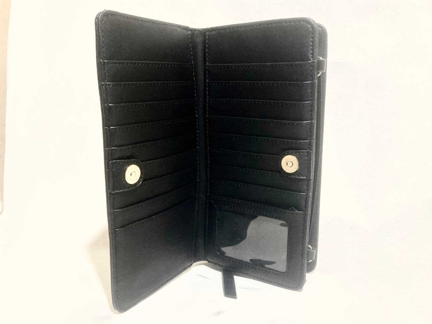 Nine West Large Black Embossed Women's Zip Around Card Wallet