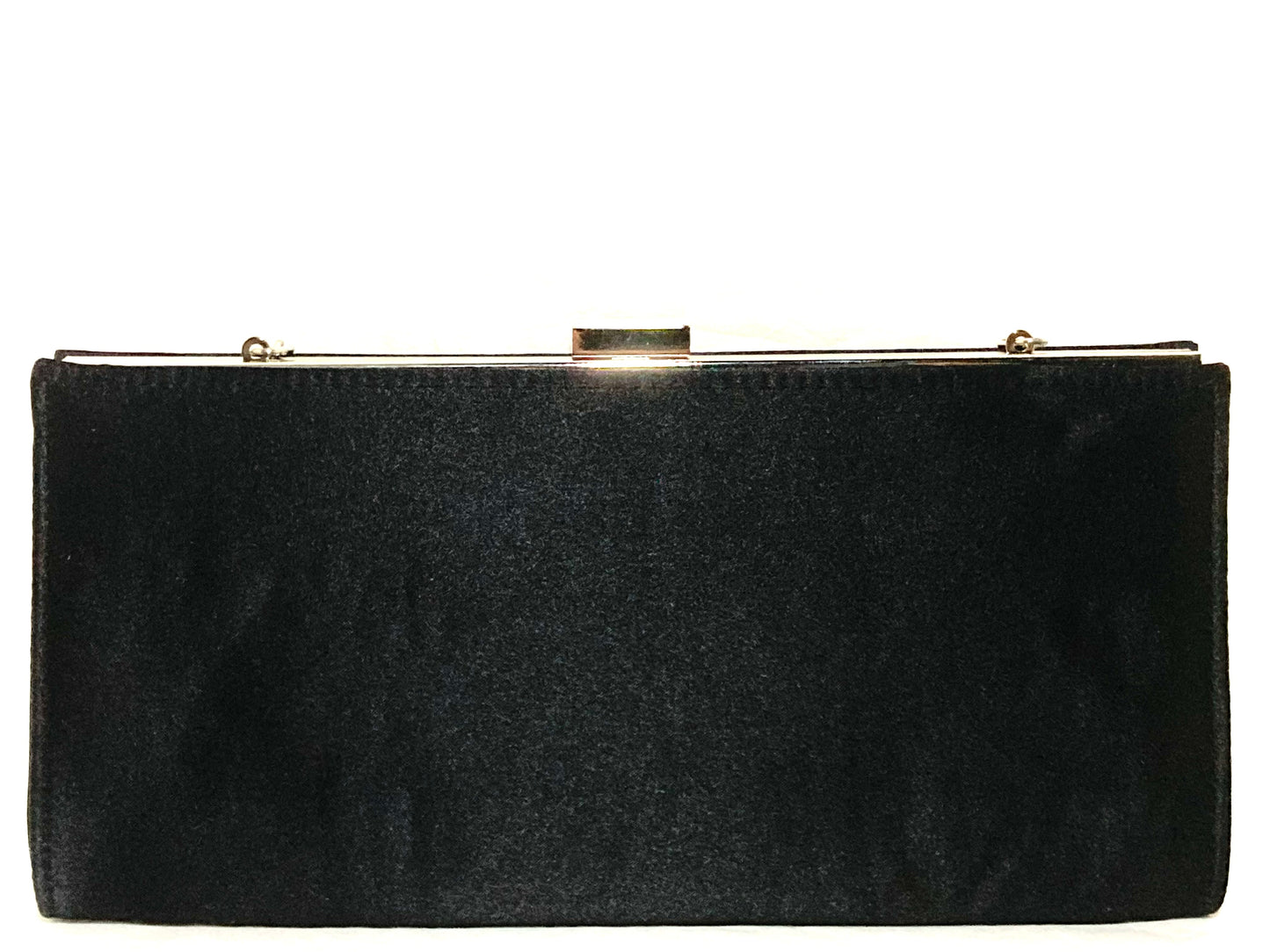 Black Clutch with Crystal Accent and Silver Chain
