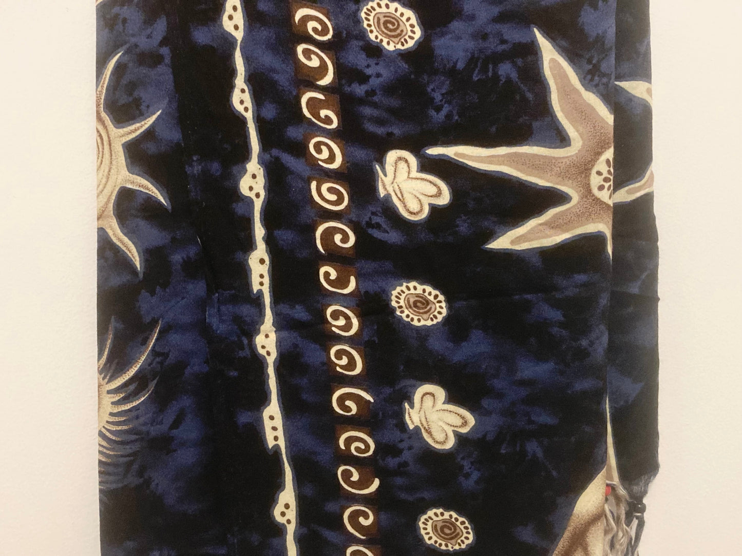 Large Navy and Cream Beaded Nautical Motif Women’s Scarf