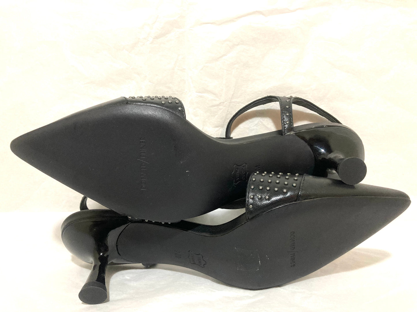 Donald Pliner Black Leather Studded T-Strap Shoes Size 7