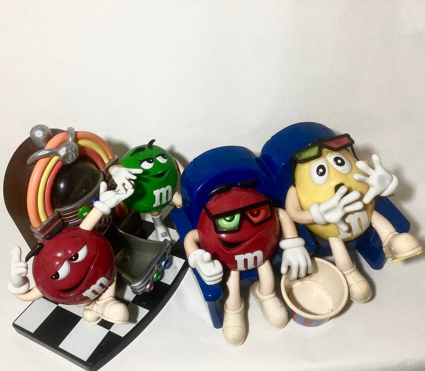 Set of 2 M&M Candy Dispensers At the Movies & Rockn Roll Cafe Collectibles