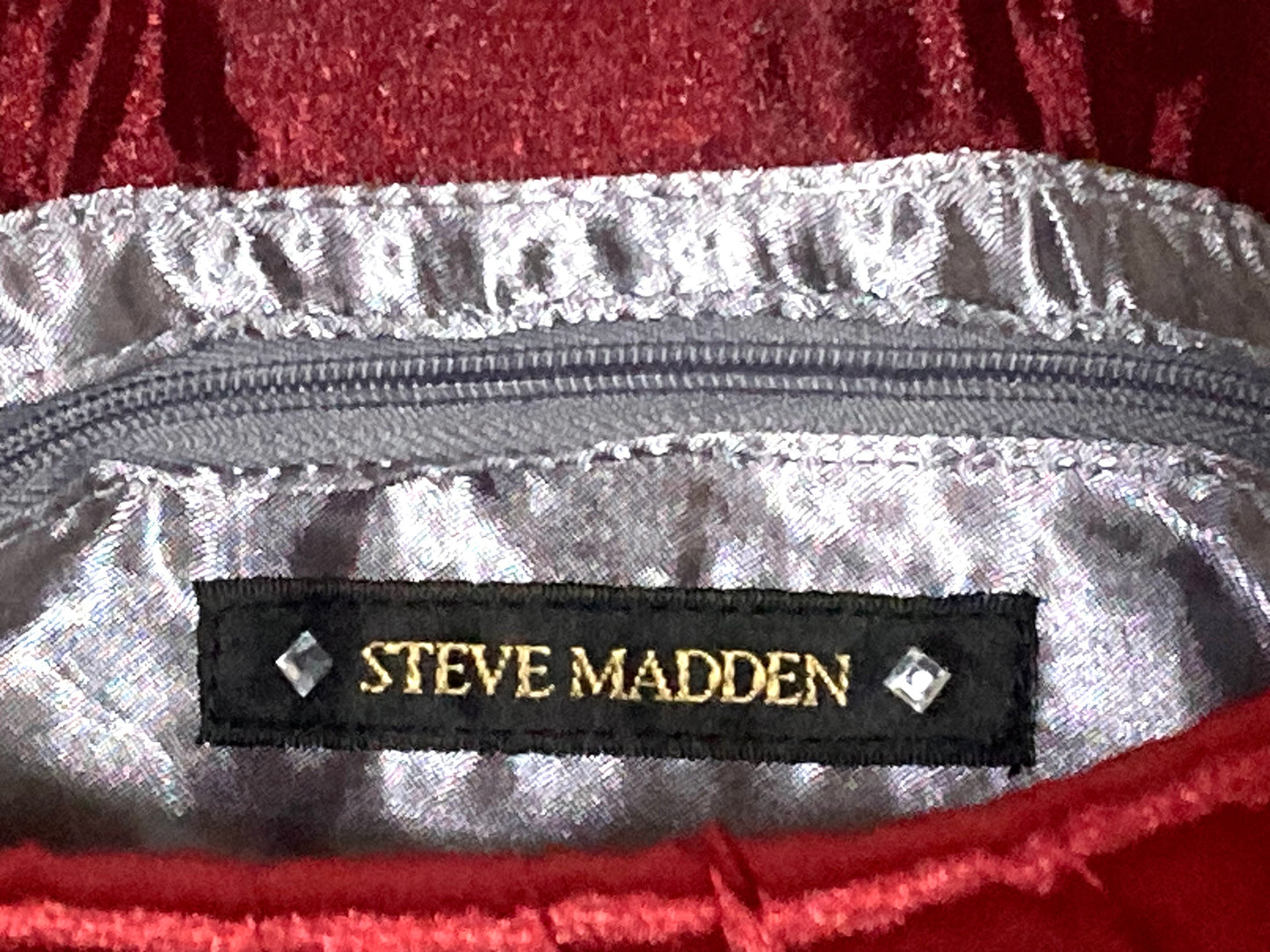 Steve Madden Elegant Red Pleated Satin Hand Clutch