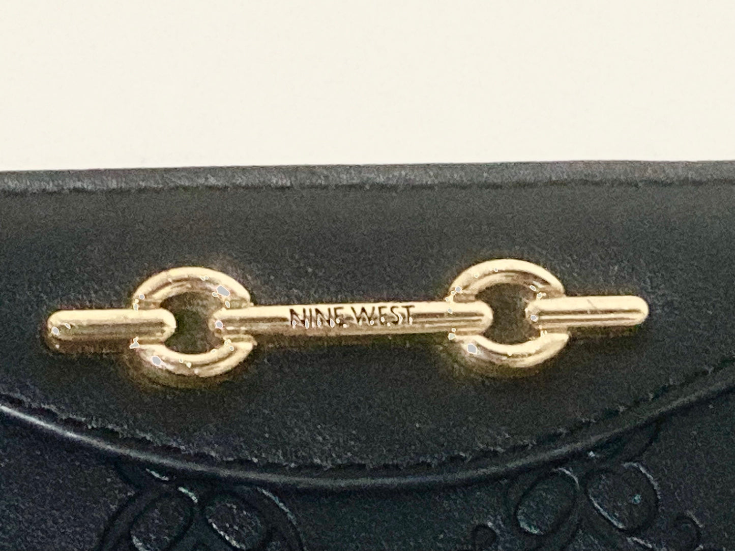 Nine West Large Black Embossed Women's Zip Around Card Wallet