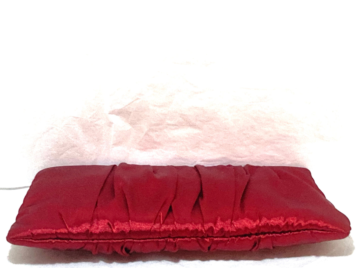 Steve Madden Elegant Red Pleated Satin Hand Clutch