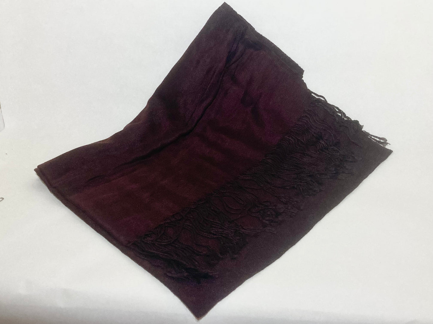 Authentic Pashmina Silk Blend Fringed Deep Plum Women’s Scarf