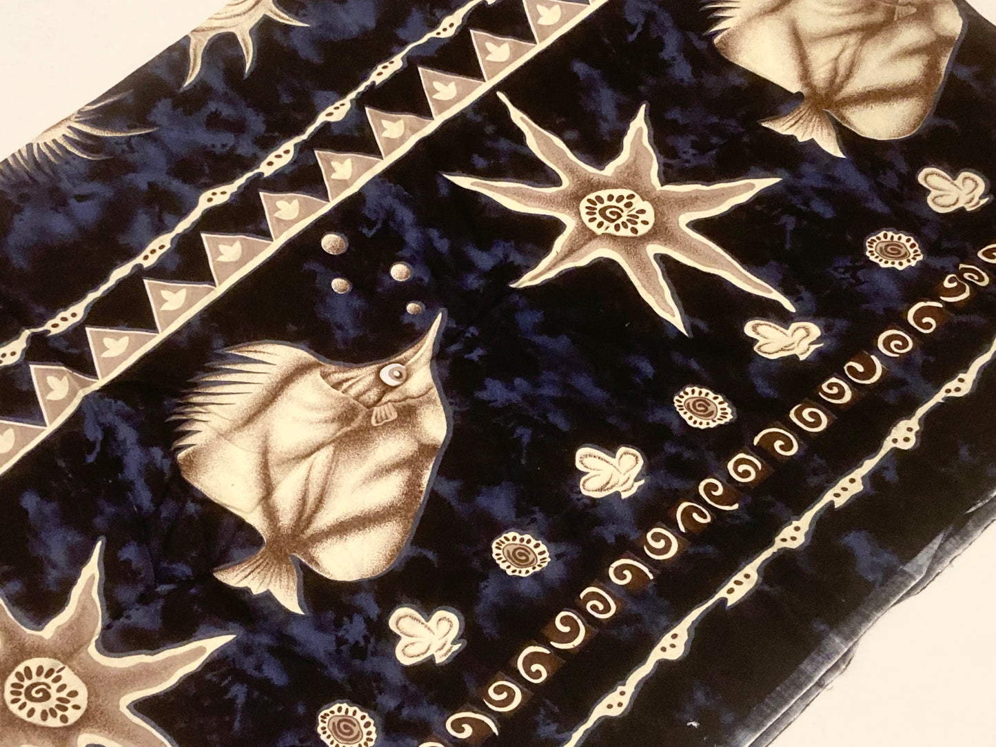 Large Navy and Cream Beaded Nautical Motif Women’s Scarf