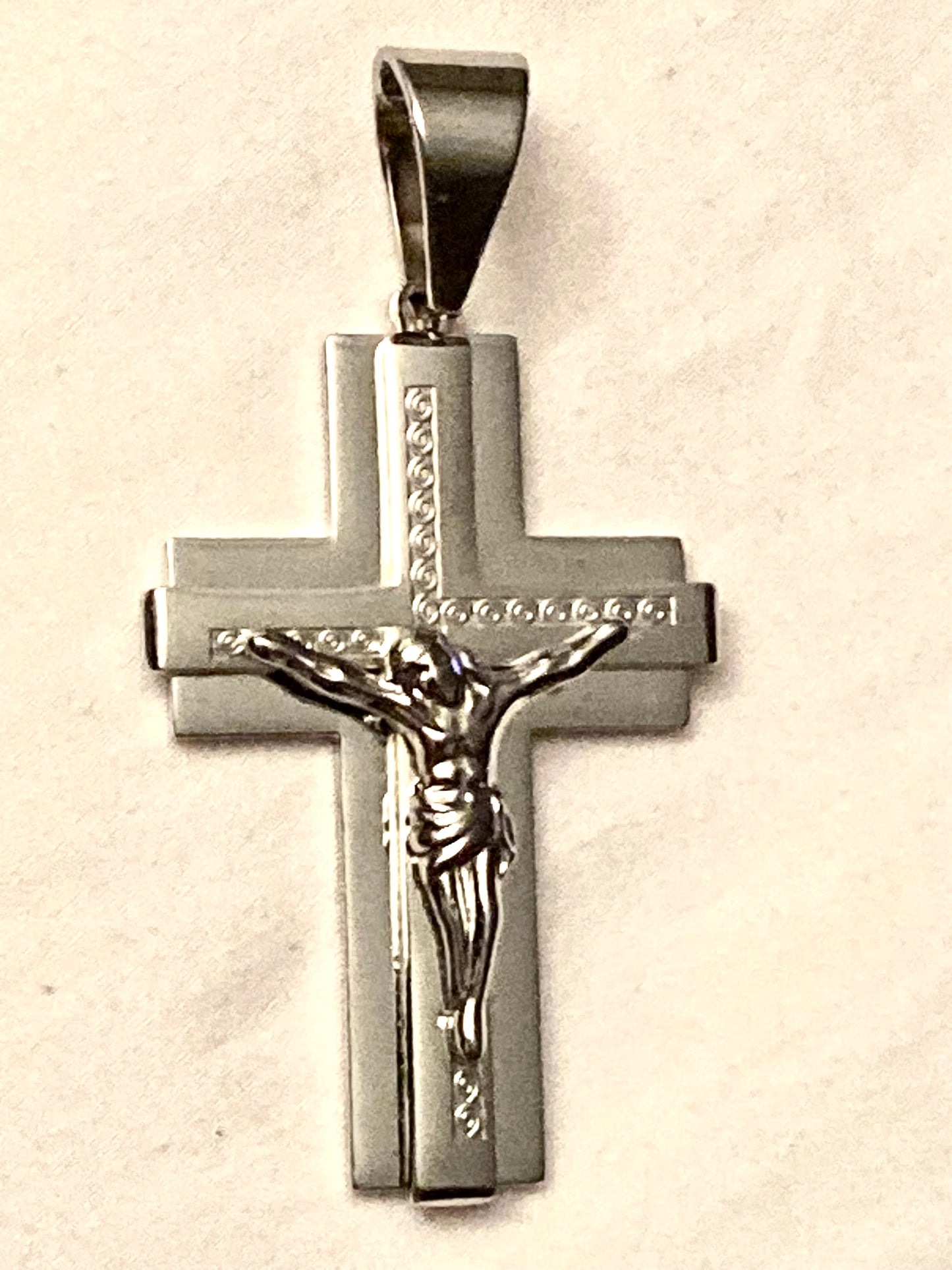 Chisel Large Double Layer Cross Pendant Silver