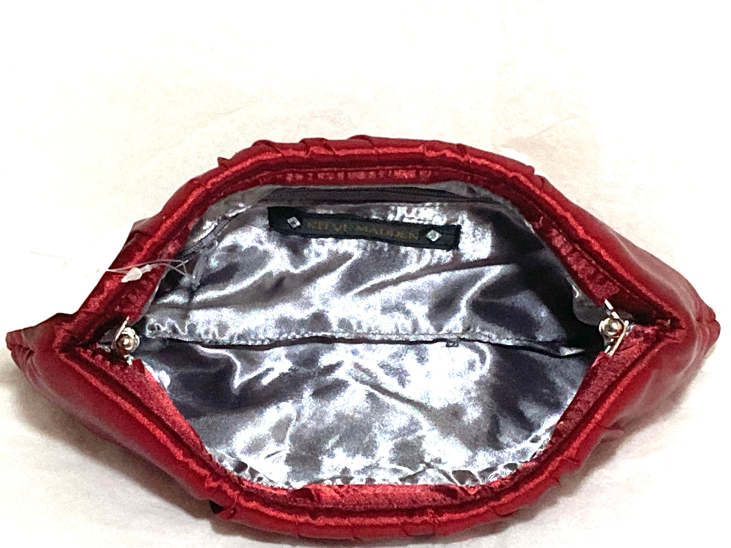 Steve Madden Elegant Red Pleated Satin Hand Clutch