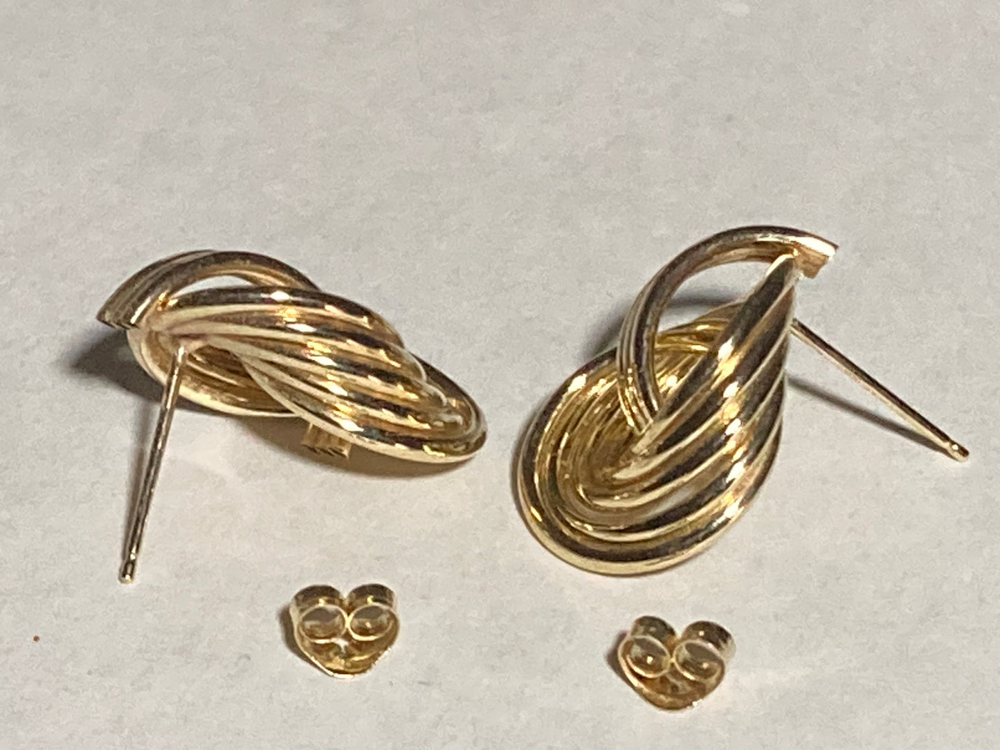 14K Yellow Gold Coil Twist Knot Earrings New