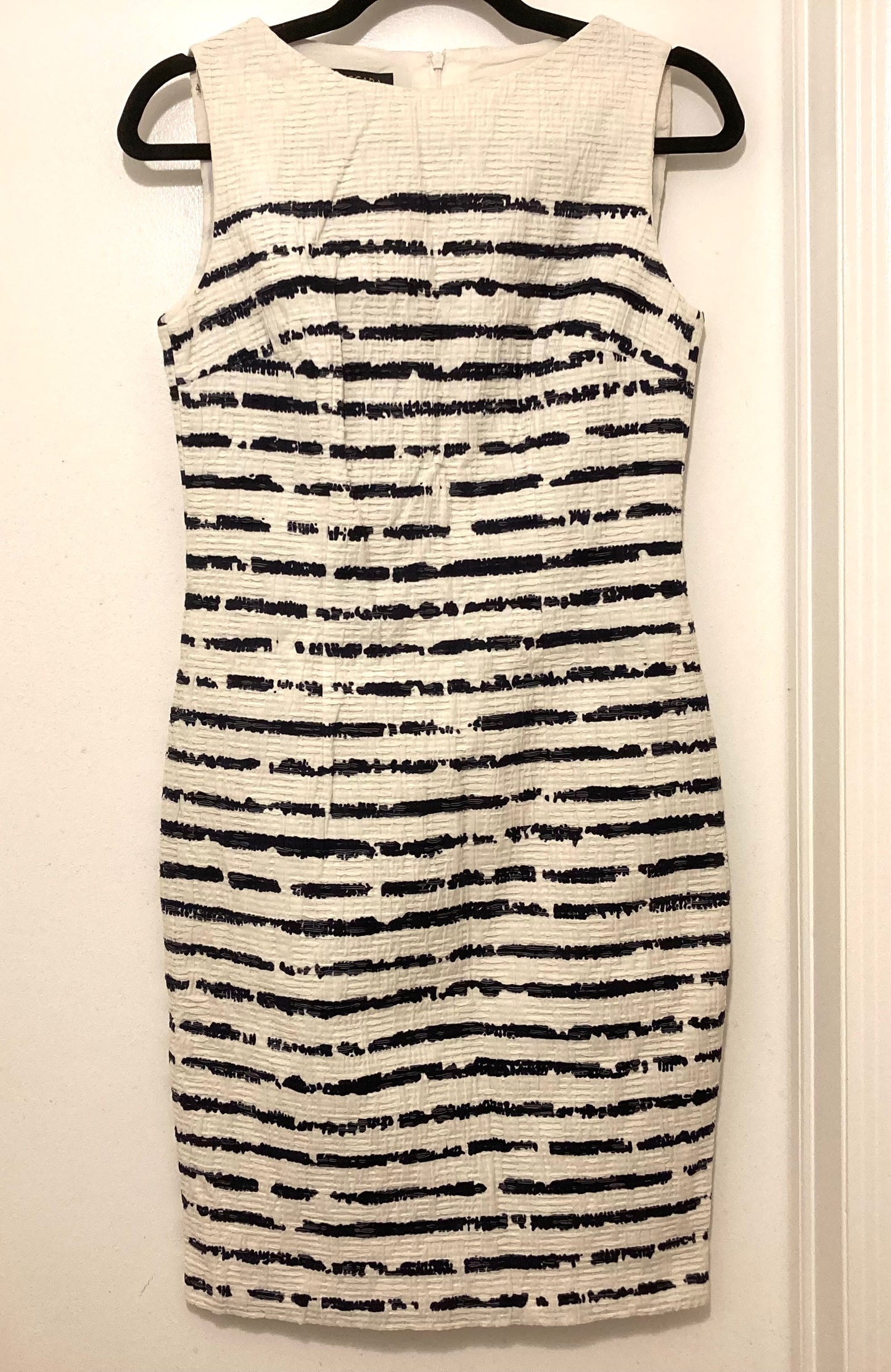 Escada Striped Black & Off White Sleeveless Dress
