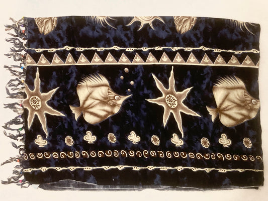 Large Navy and Cream Beaded Nautical Motif Women’s Scarf