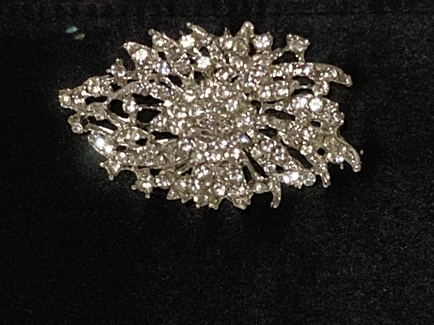 Black Clutch with Crystal Accent and Silver Chain