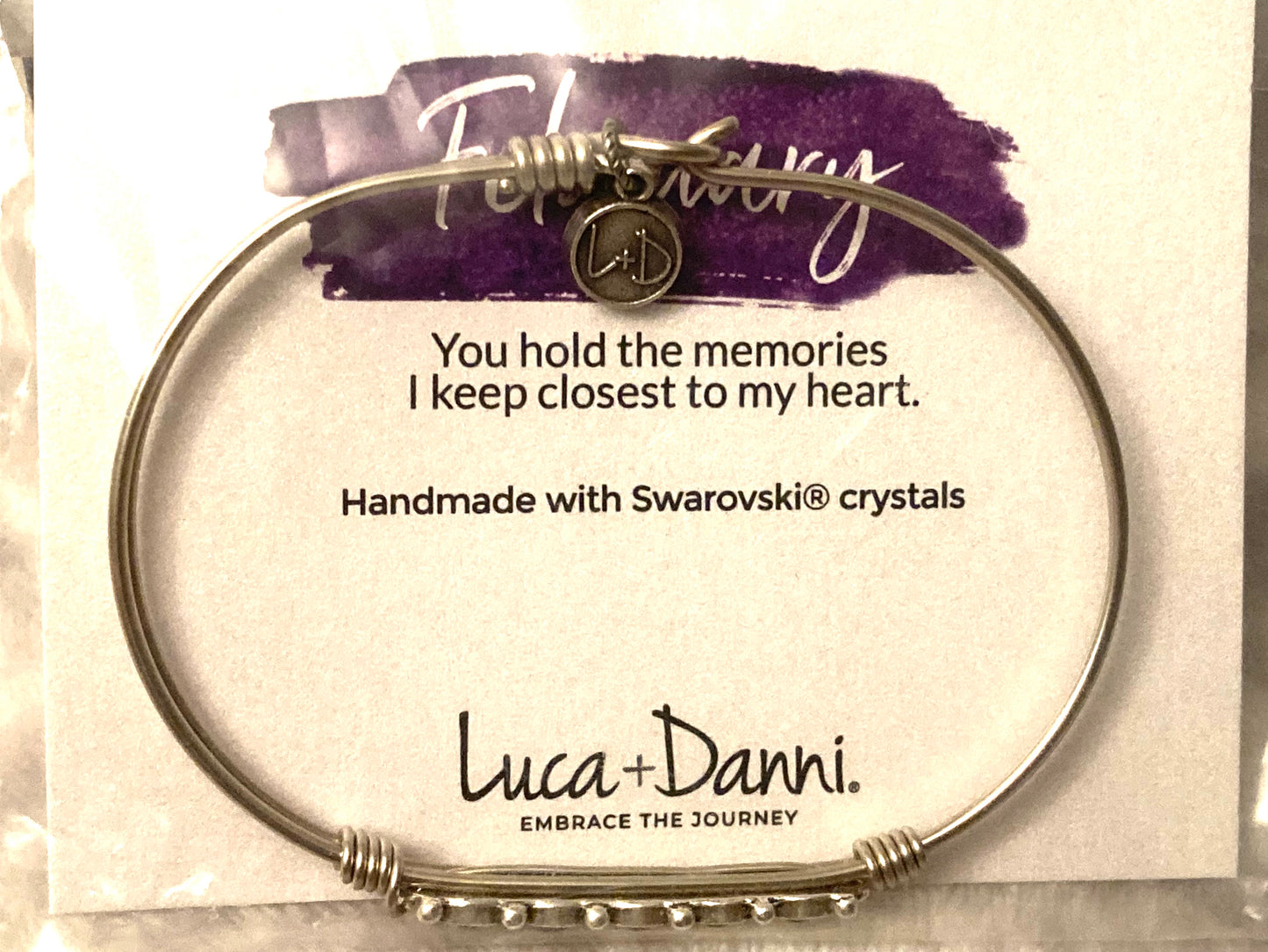 Luca & Danni February Starlight Birthstone Bangle Bracelet Size 6.5 Petite