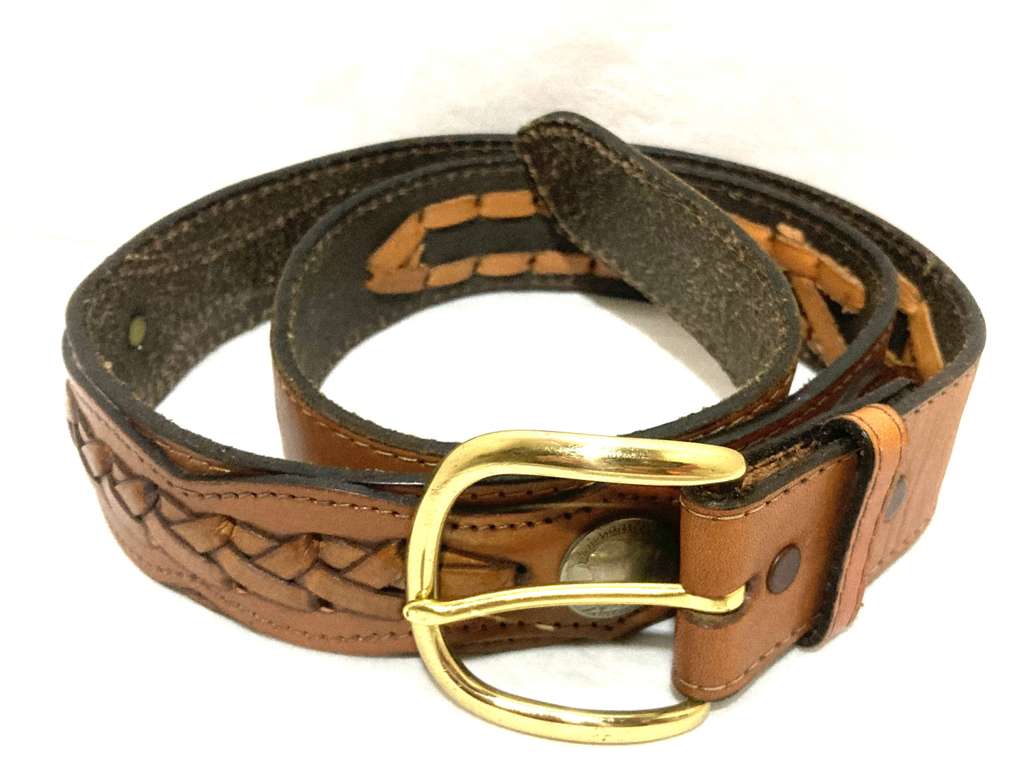 Genuine Leather Women’s Woven Brown Belt Size 32