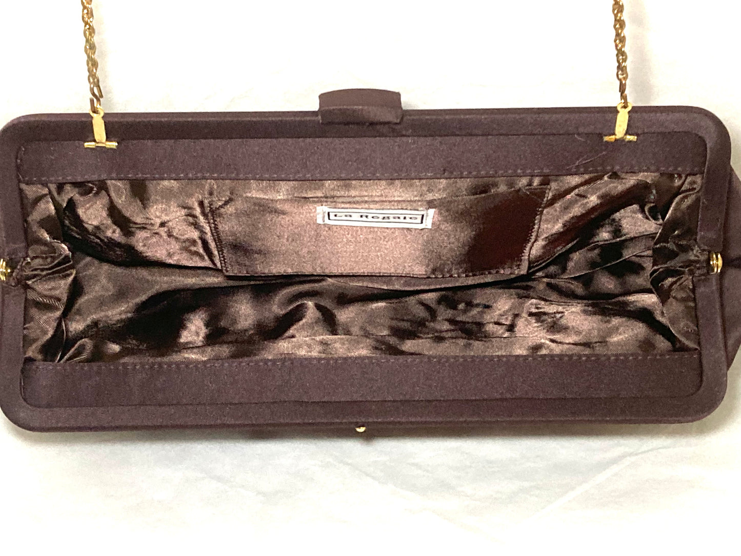 La Regale Elegant Brown Clutch with Gold Chain