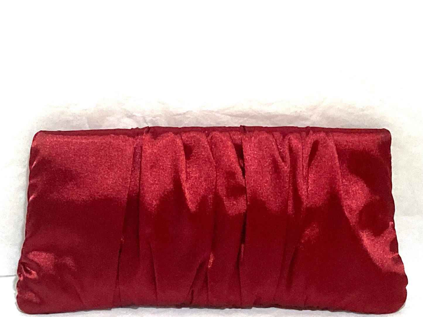 Steve Madden Elegant Red Pleated Satin Hand Clutch