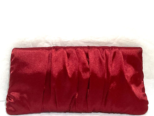 Steve Madden Elegant Red Pleated Satin Hand Clutch