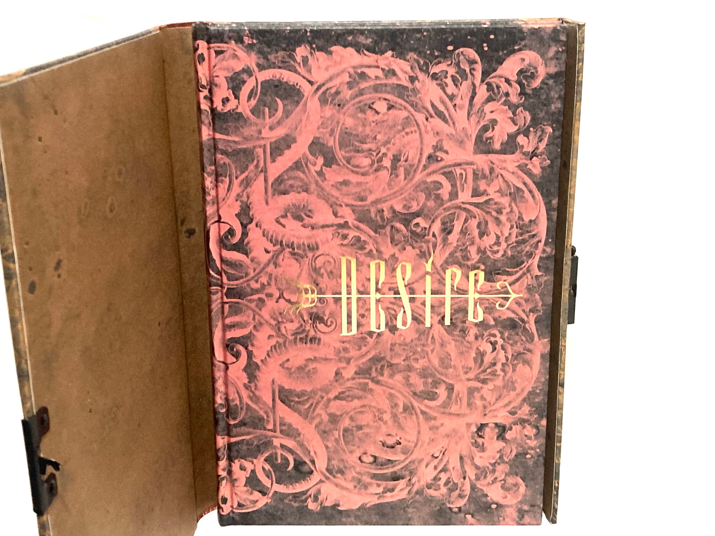 Elegant Brown and Gold Hardcover Private Adult Journal Titled Desire