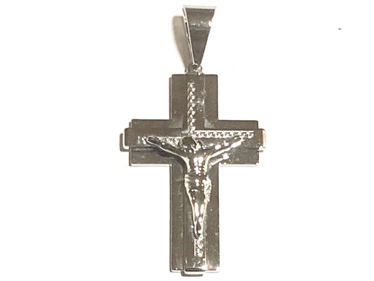 Chisel Large Double Layer Cross Pendant Silver