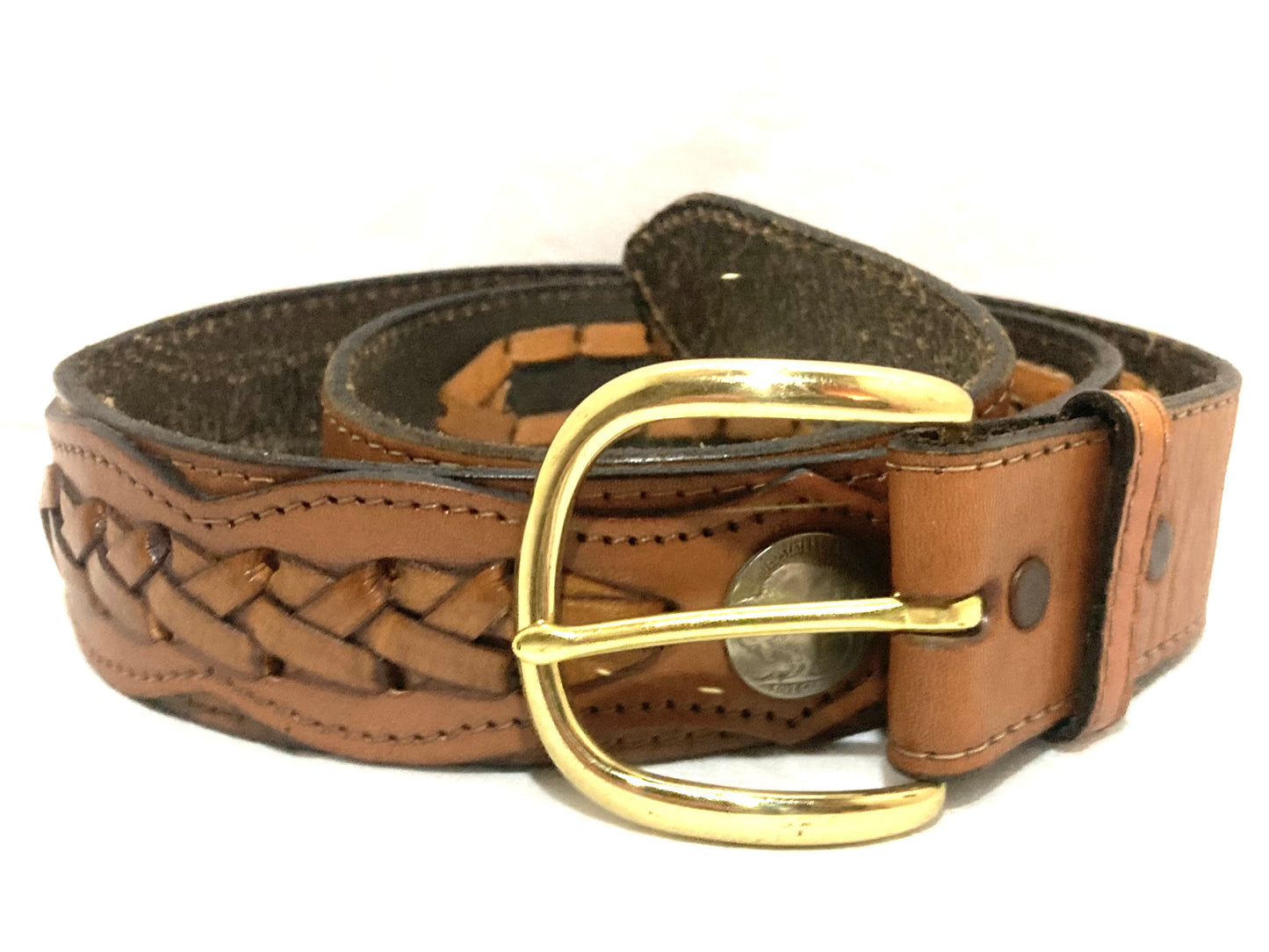Genuine Leather Women’s Woven Brown Belt Size 32