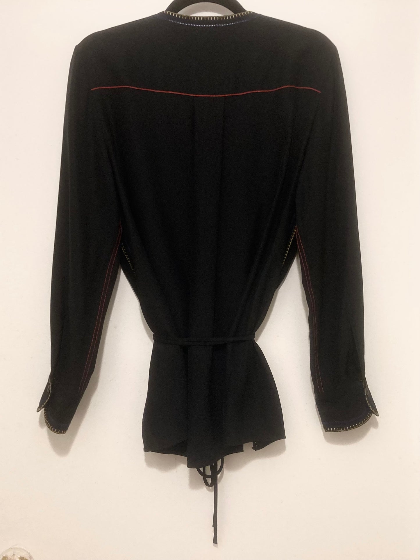 Rag & Bone 100% Silk Black Wrap Blouse Size Medium