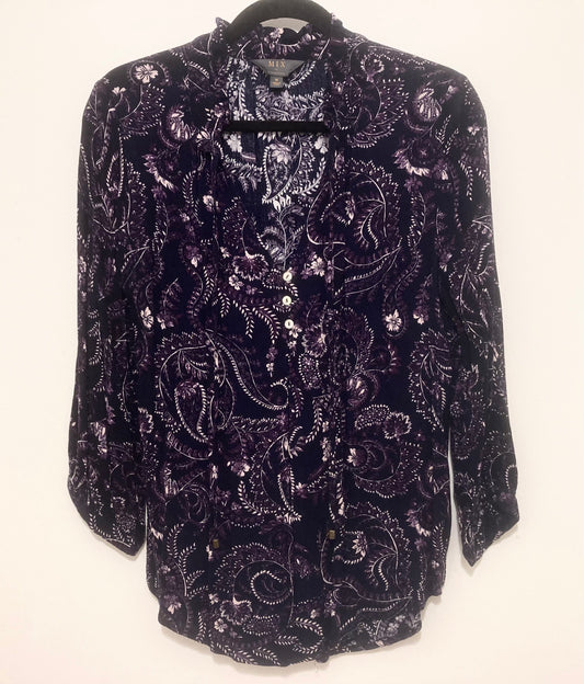 Mix by 41 Hawthorn Dark Purple & Pink Paisley Women’s Blouse Size Medium