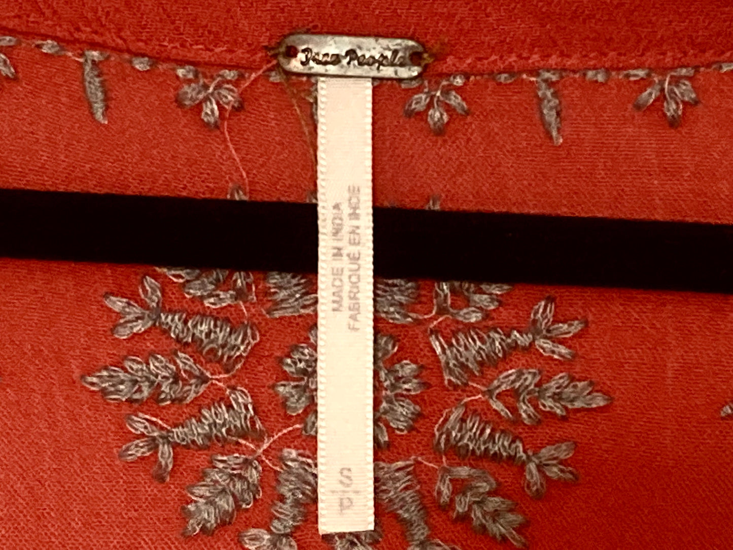 Free People Red Embroidered Kimono Cardigan Size Petite Small