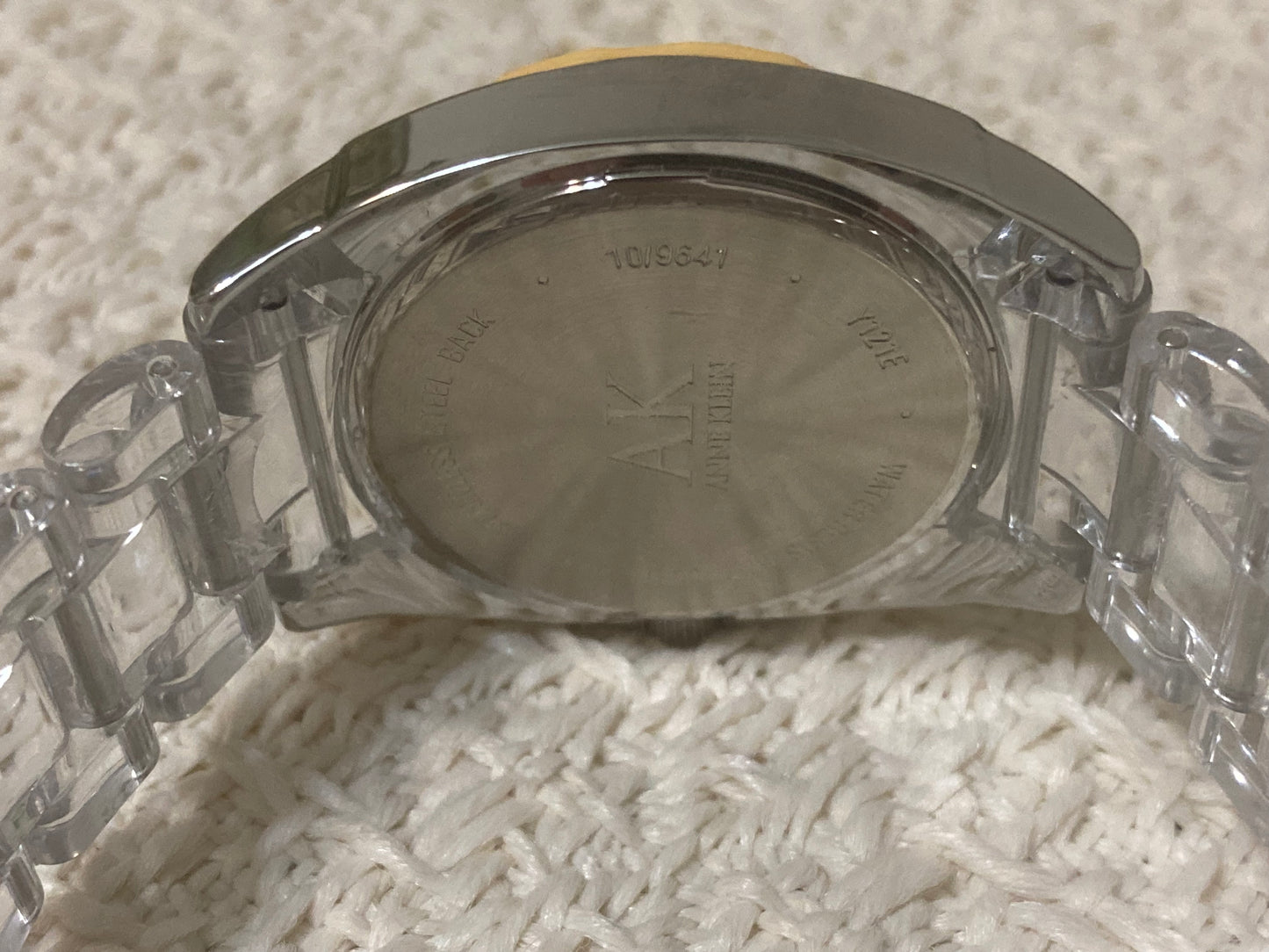 AK Anne Klein Transparent Bracelet Yellow Dial Women's Watch