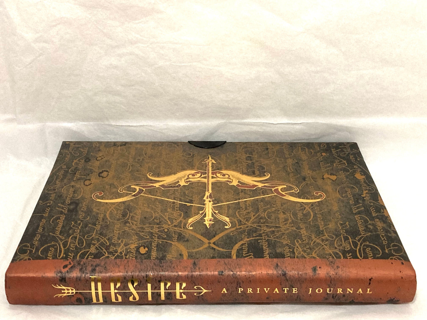Elegant Brown and Gold Hardcover Private Adult Journal Titled Desire