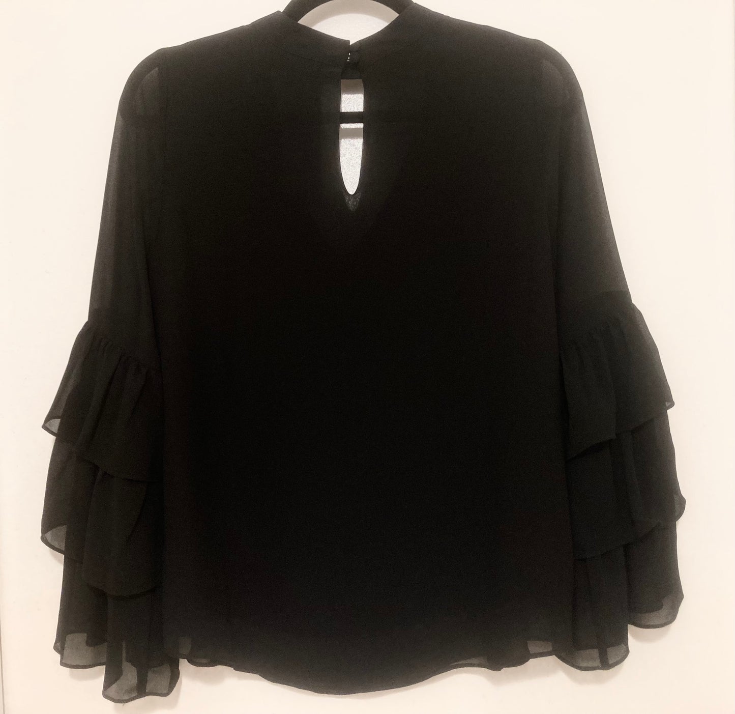 Vanilla Sky Elegant Black Ruffle Sleeve Top Size Small