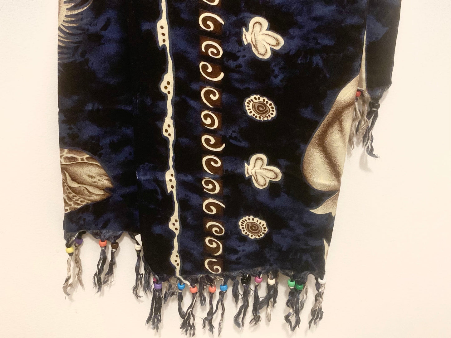 Large Navy and Cream Beaded Nautical Motif Women’s Scarf