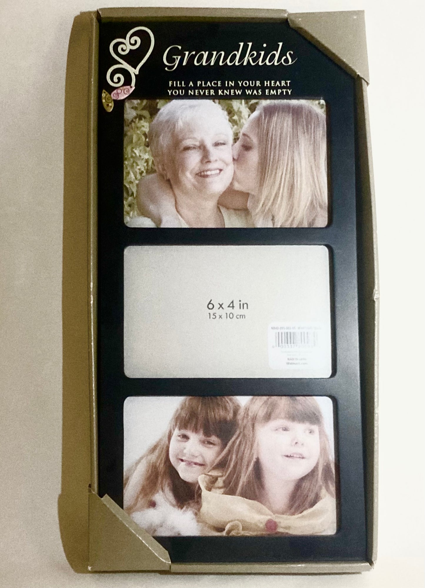 Grandkids Triple Photo Frame Black Size 6x4