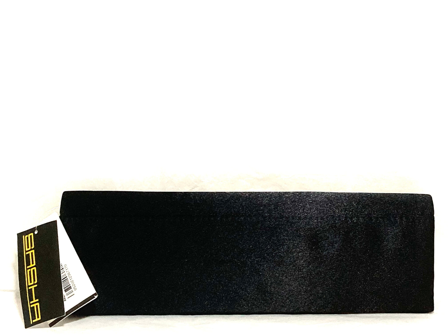 Sasha Satin Black Clutch with Crystal Accents & Silver Chain NWT