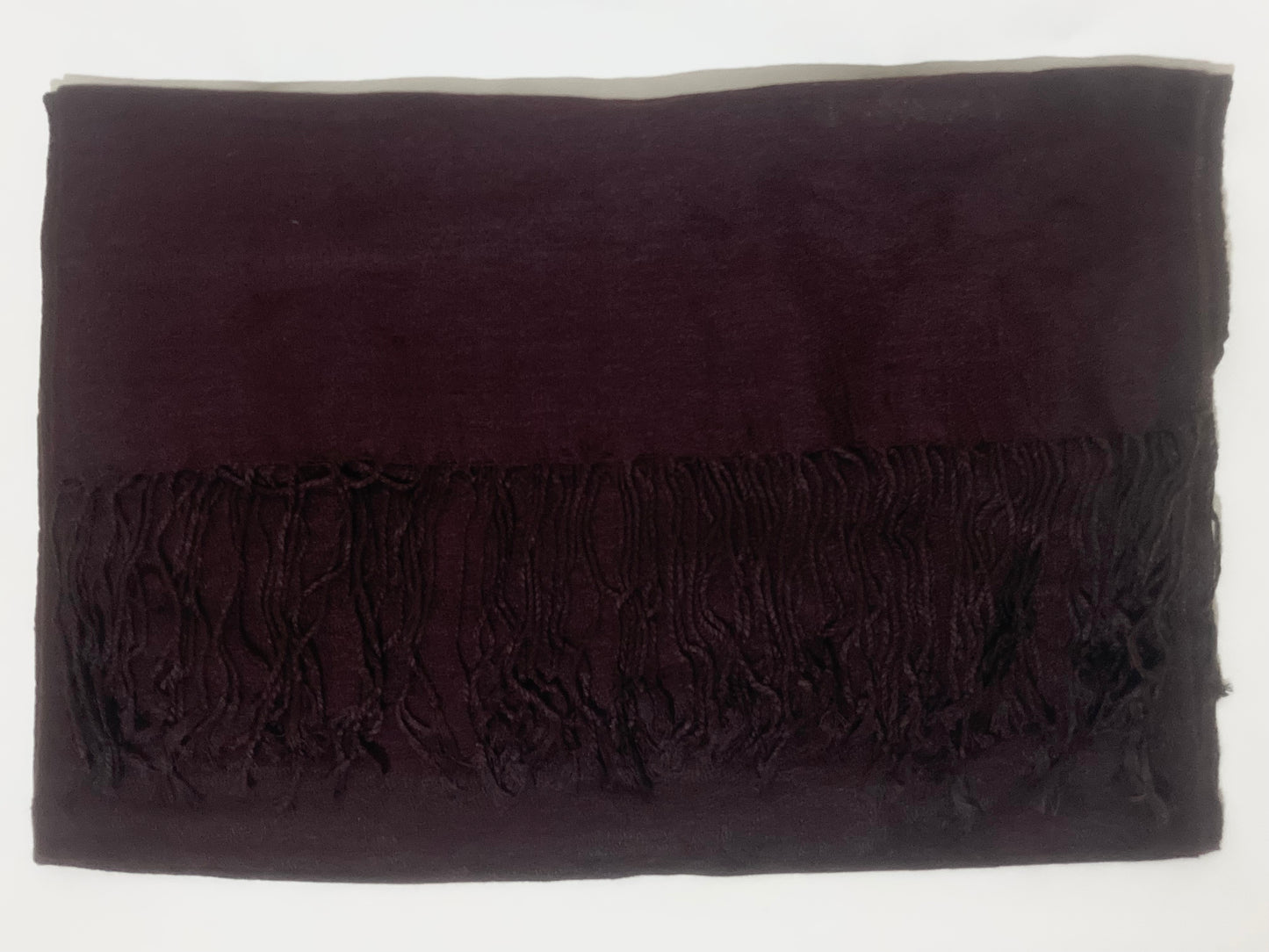 Authentic Pashmina Silk Blend Fringed Deep Plum Women’s Scarf