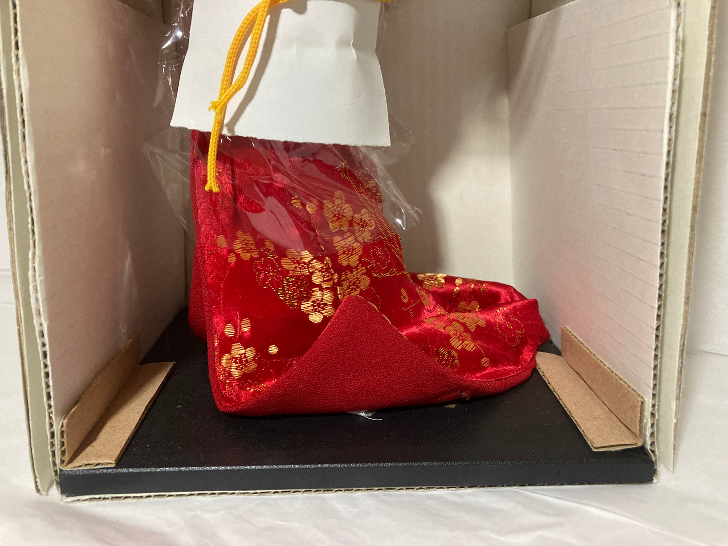 Large Japanese Geisha Doll In Elegant Red and Gold Kimono New