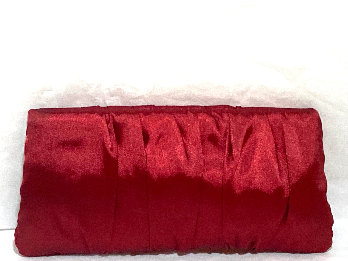 Steve Madden Elegant Red Pleated Satin Hand Clutch