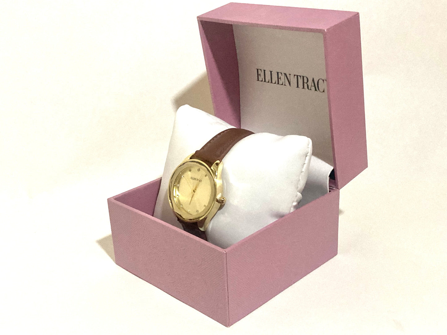 Ellen Tracy Gold-Tone Watch with Brown Adjustable Strap NIB