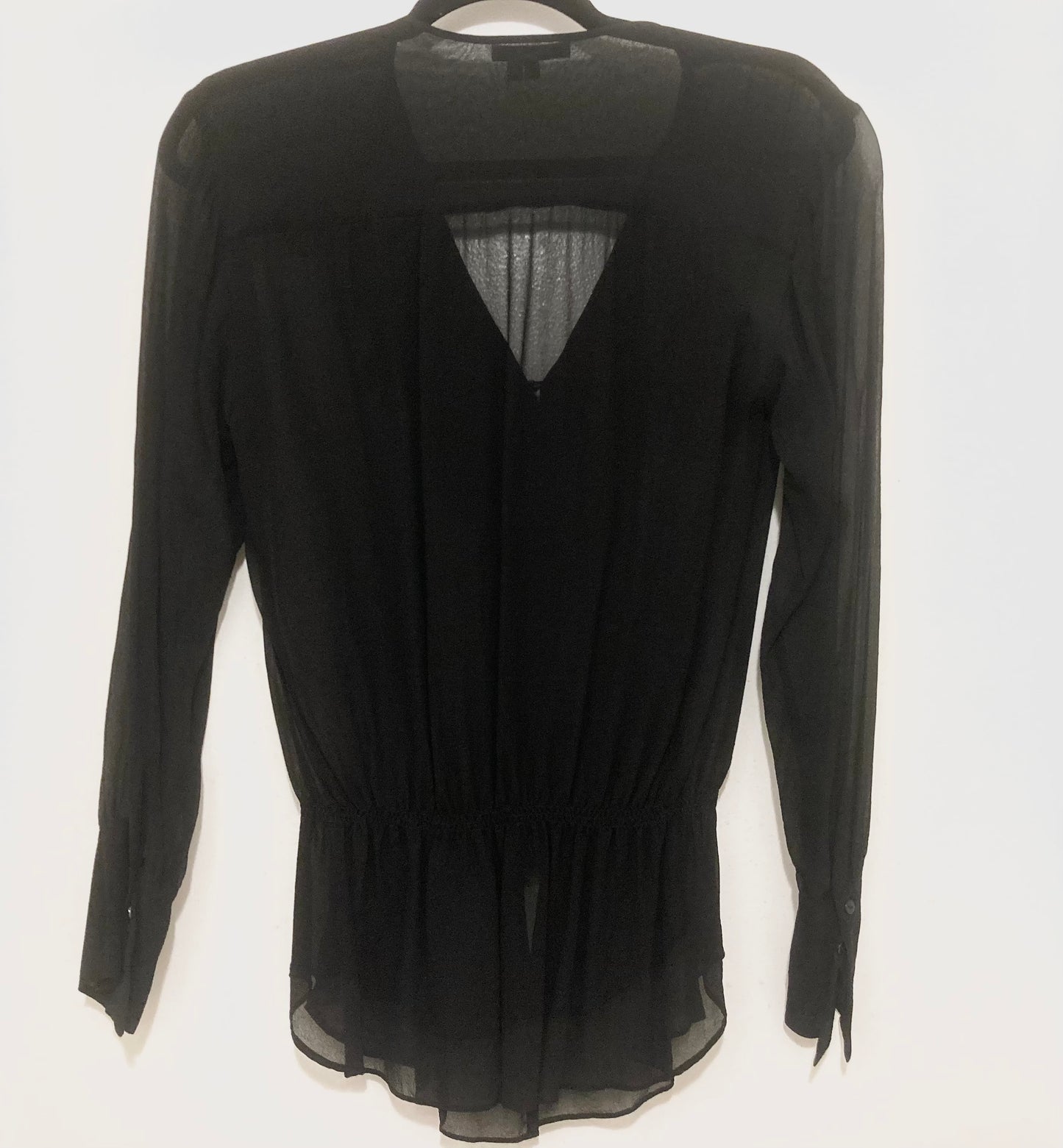 Vince Sheer Black Ruffled Women’s Blouse Size Small