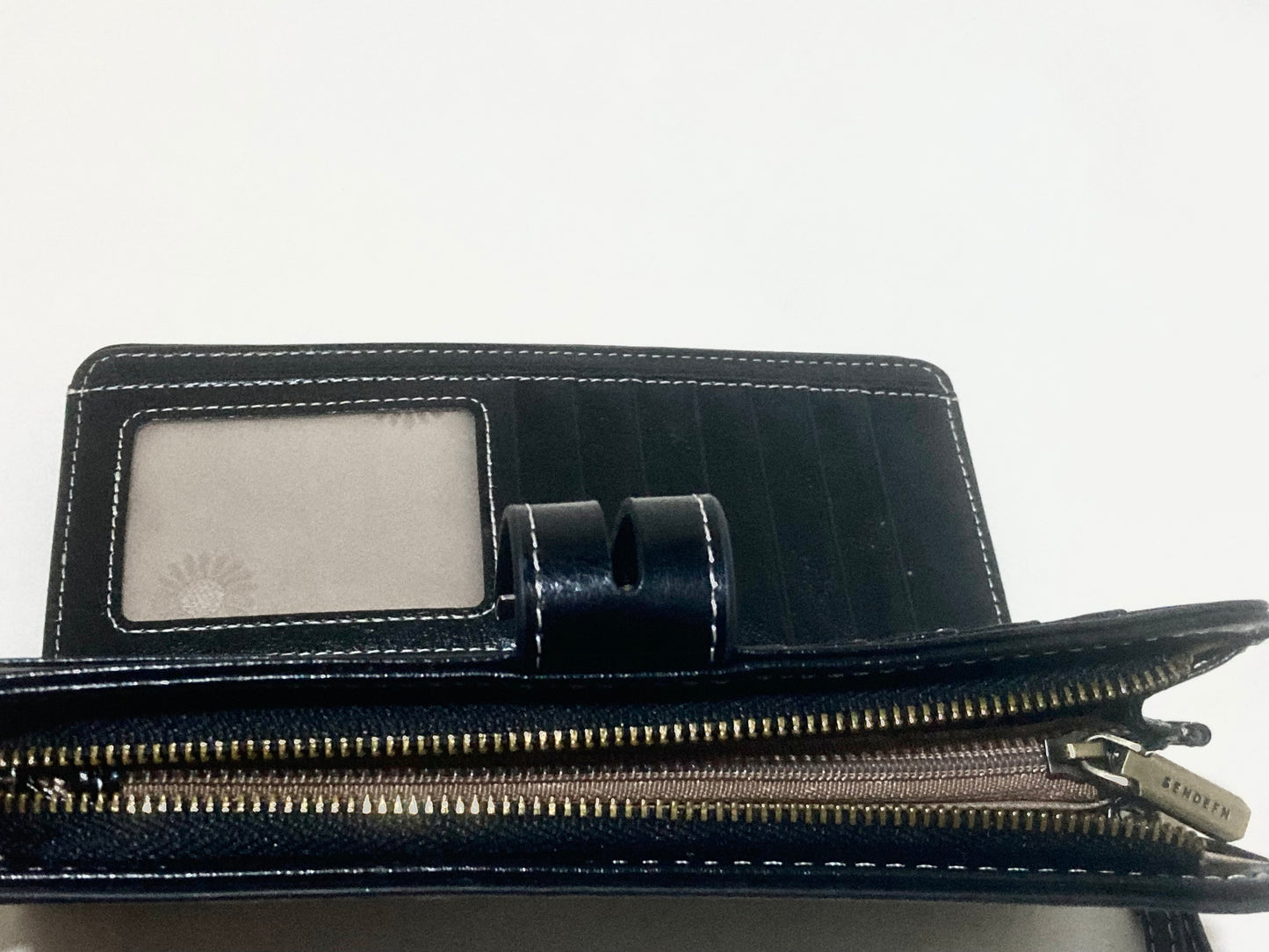 Sendefn Leaf Pattern Large Capacity Storage Credit Card Zip Wallet Black