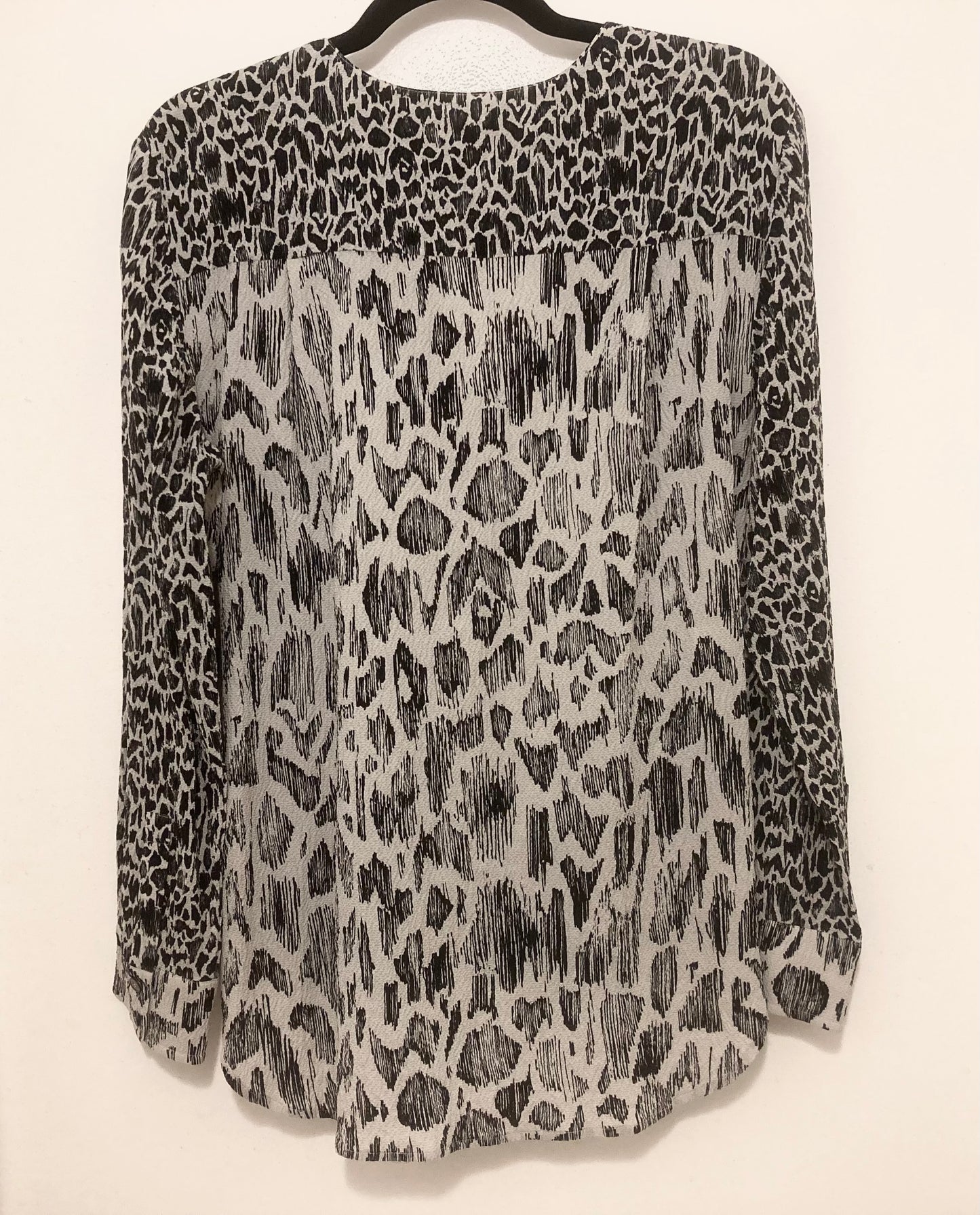 Derek Lam Silk 10 Crosby Leopard V-Neck Women's Top Gray & Black Size Medium