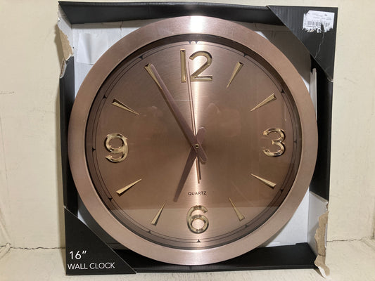 Bebe Sophisticated Large Rose Gold Wall Clock with Minimalist Design 16 Inches