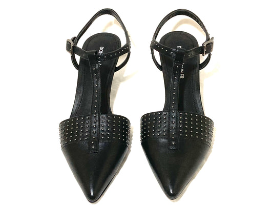 Donald Pliner Black Leather Studded T-Strap Shoes Size 7