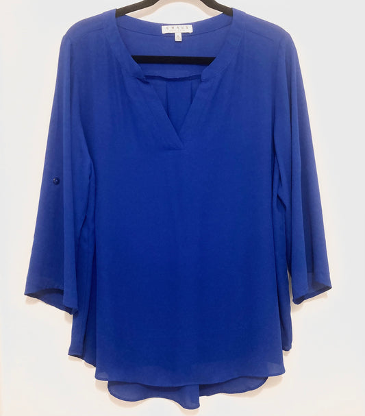Chaus Royal Blue Split Neck Women's Blouse Size XL