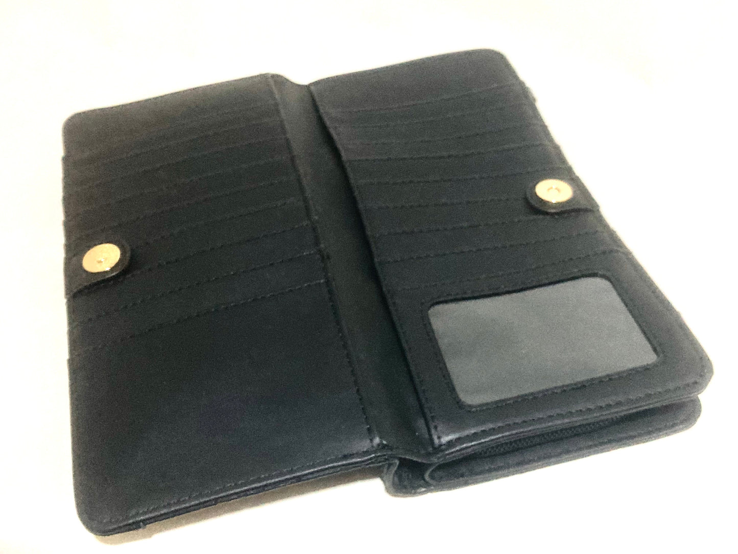 Nine West Large Black Embossed Women's Zip Around Card Wallet