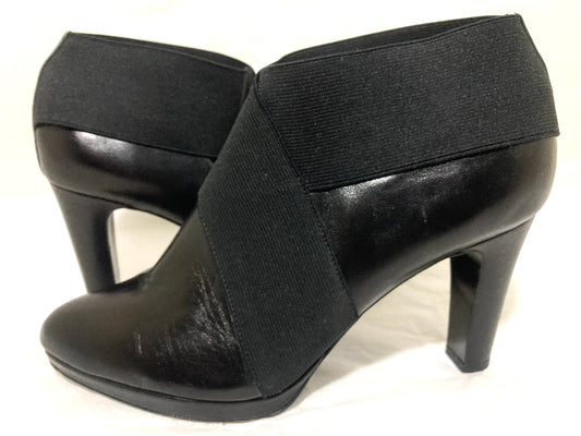 Vaneli Elegant Black Leather Women's Ankle Boots Size 7.5 M
