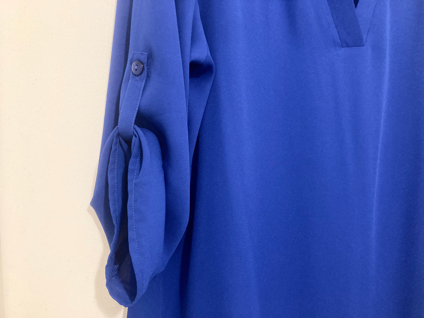 Chaus Royal Blue Split Neck Women's Blouse Size XL
