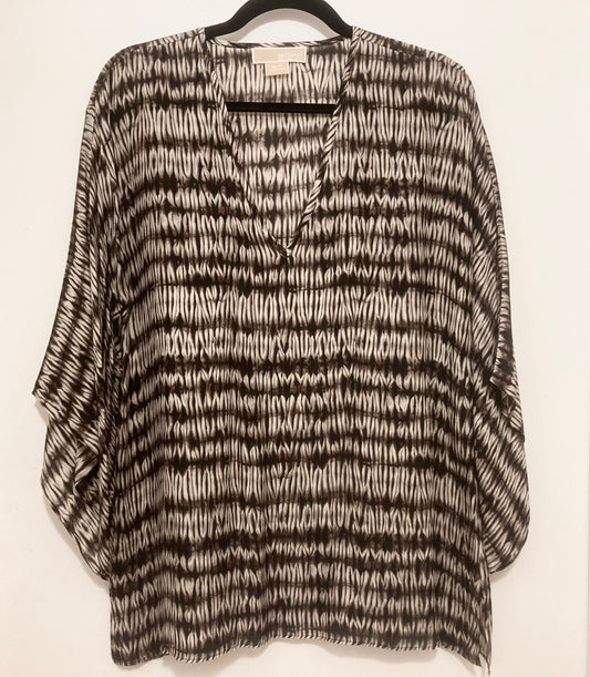 Michael by Michael Kors 100% Silk Brown & Cream Tunic Size Small / Petite