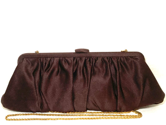 La Regale Elegant Brown Clutch with Gold Chain