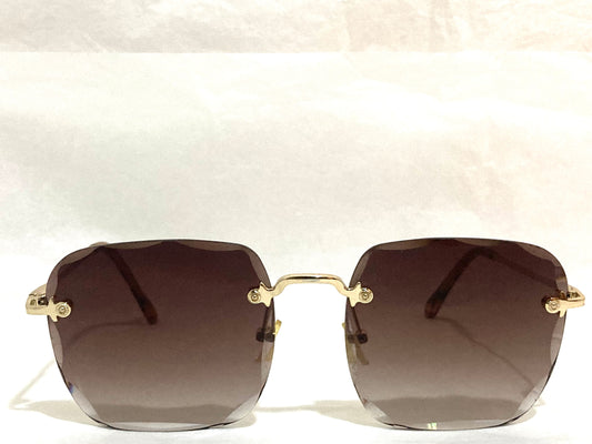 Retro Beveled Lenses Women's Sunglasses Brown