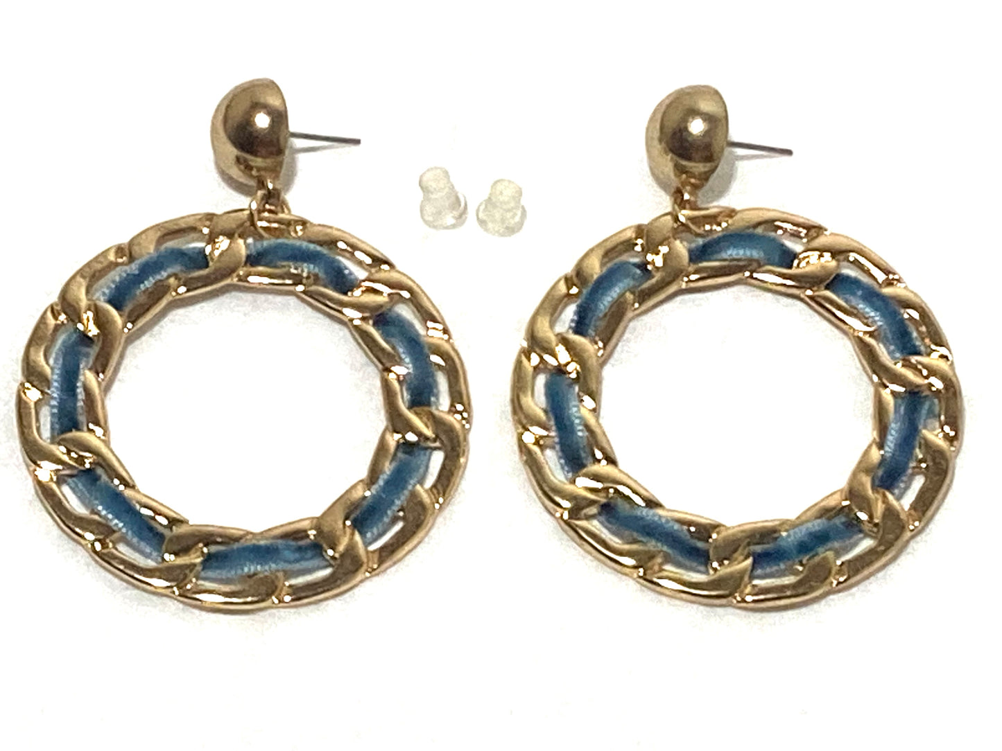 Time and Tru Gold and Blue Hypo-Allergenic Hoop Earrings